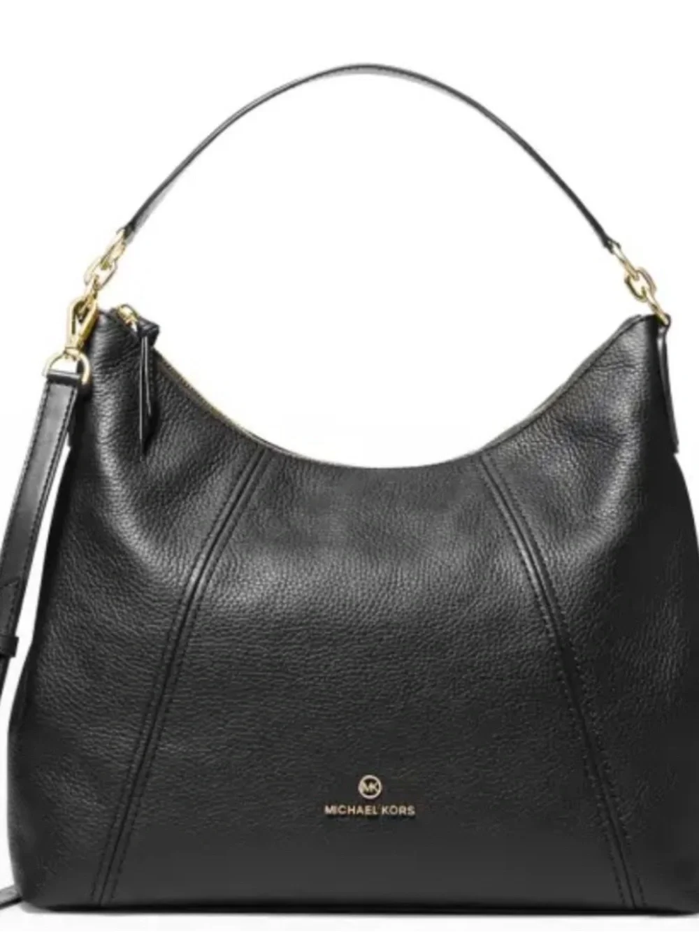 Michael Kors Sienna Large Black Pebbled Leather Hobo with Gold Hardware - Picture 1 of 9